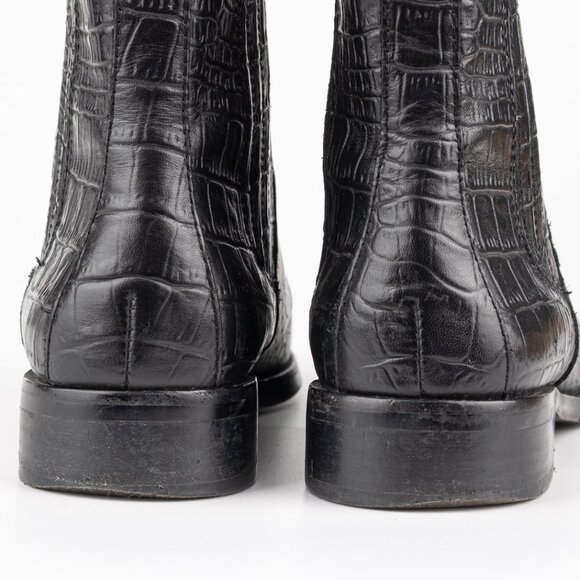 Vince Camuto HAVENTA Black Leather Croc-Embossed Chelsea Boots – Women’s 6.5 - Picture 6 of 11